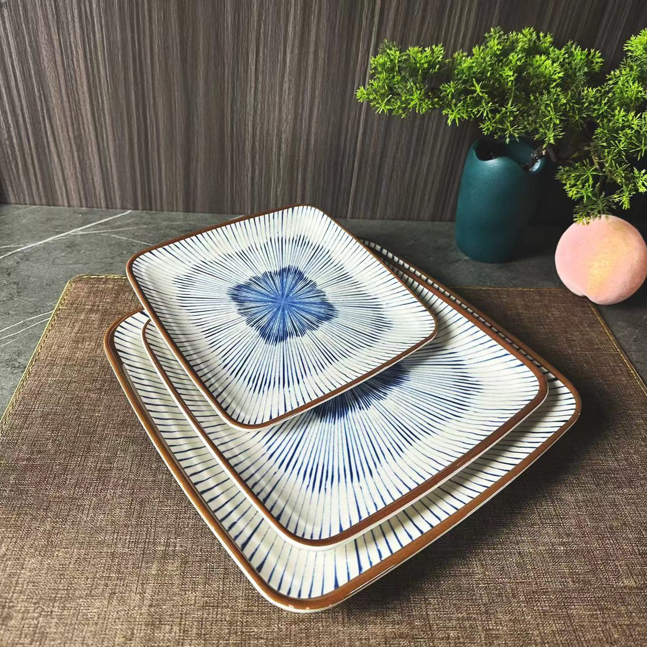Creative melamine Japanese-style printed square plates and plates, durable and shockproof, special tableware for hotels, fast food restaurants and canteens pic 4