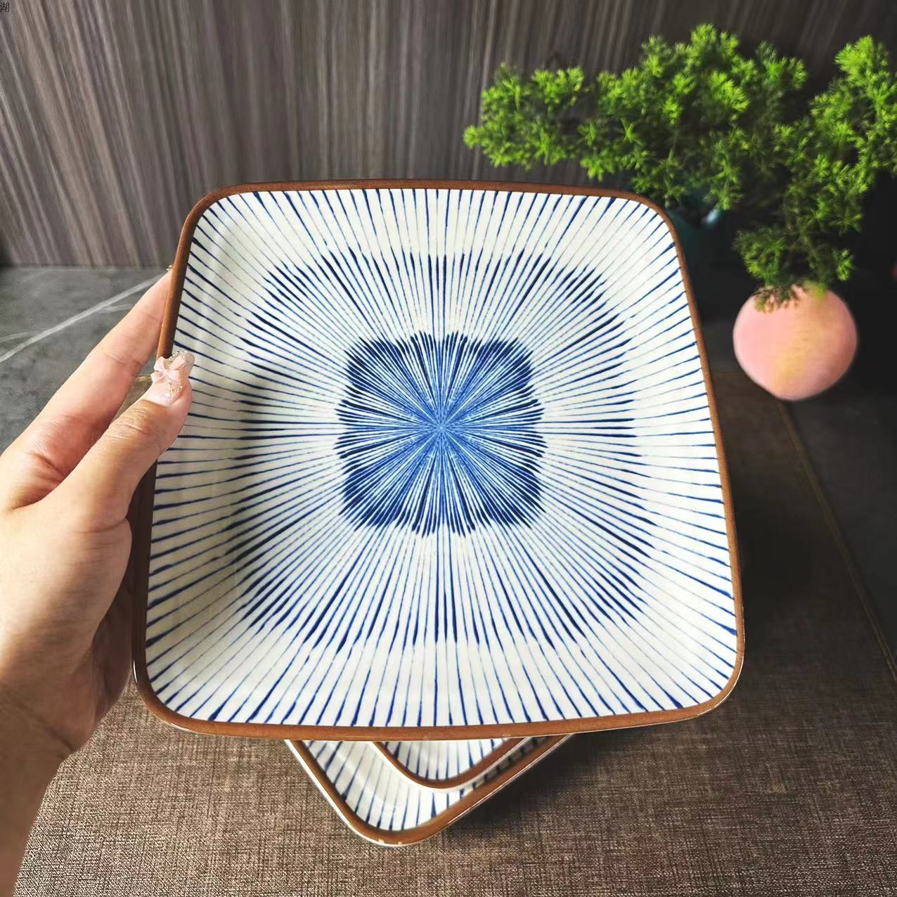 Creative melamine Japanese-style printed square plates and plates, durable and shockproof, special tableware for hotels, fast food restaurants and canteens pic 5