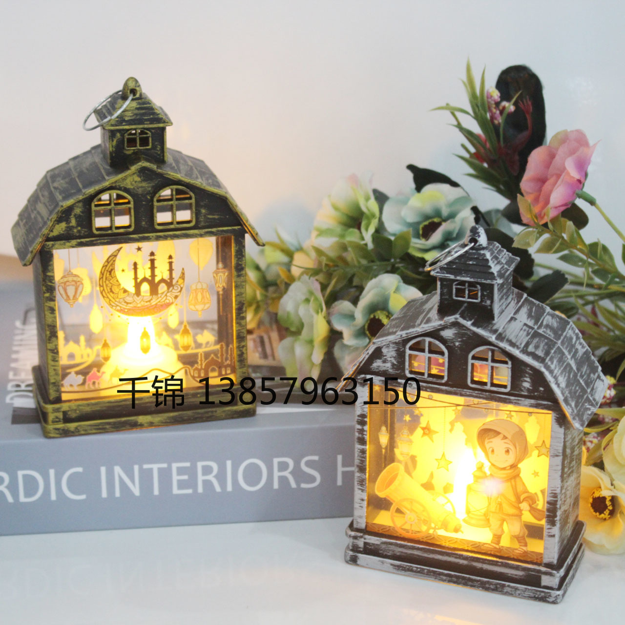 LED candle lights, small house, small wind lamps, ornaments, electronic candles, night lights, Ramadan decorations Specification image