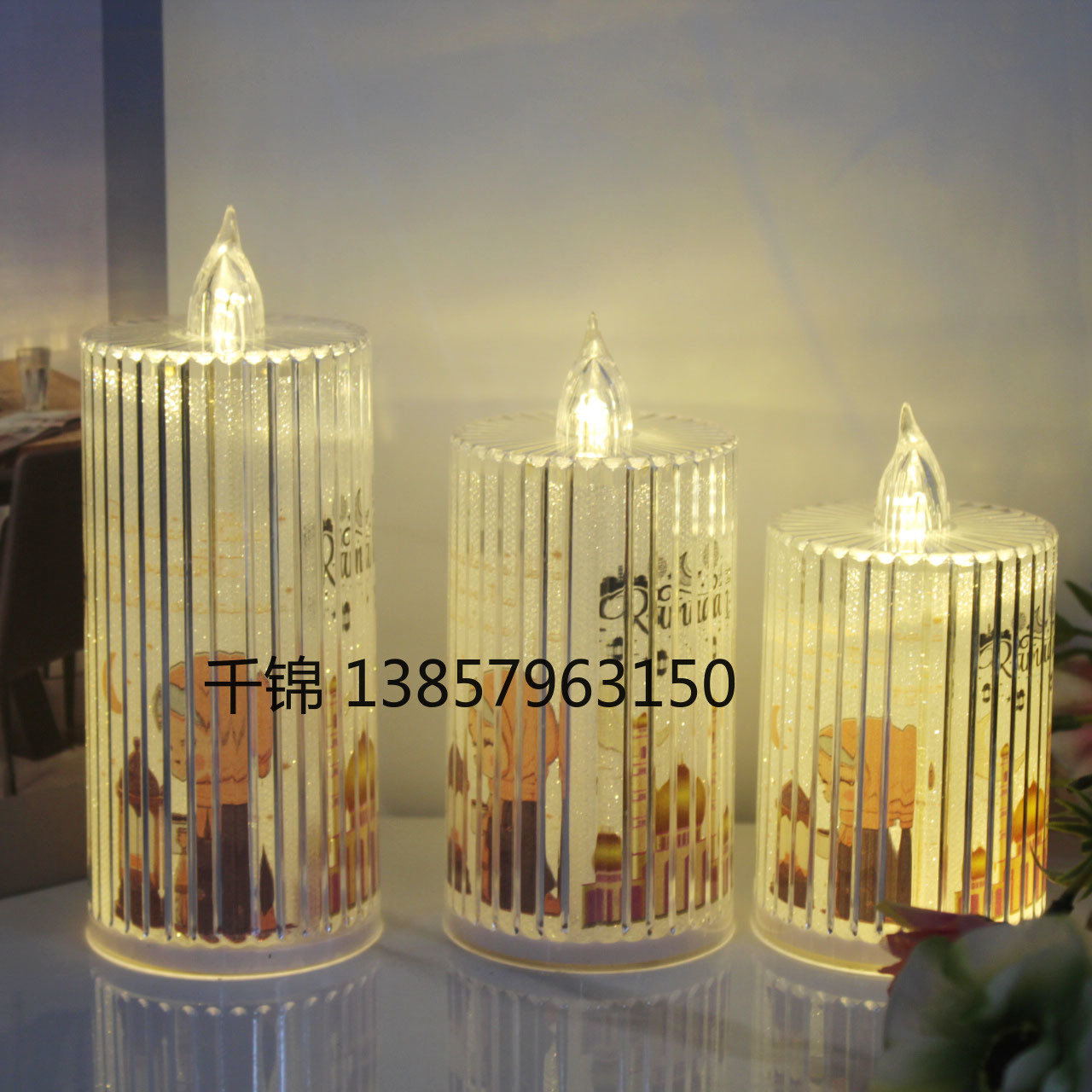 LED light-emitting tearful simulation of Holy Ramadan electronic candle lights, Christmas transparent restaurant scene decoration and display items