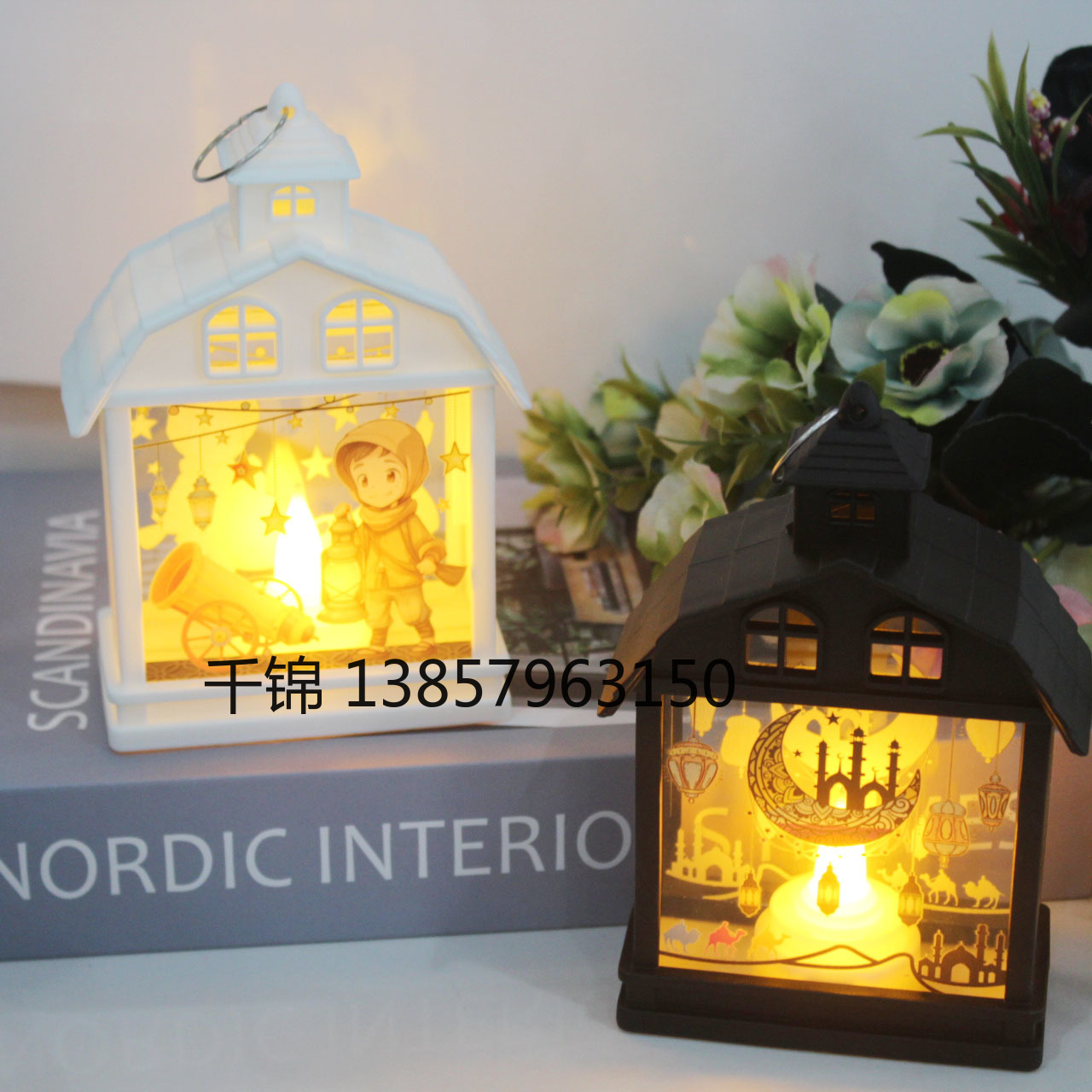 LED candle lights, small house, small wind lamps, ornaments, electronic candles, night lights, Ramadan decorations