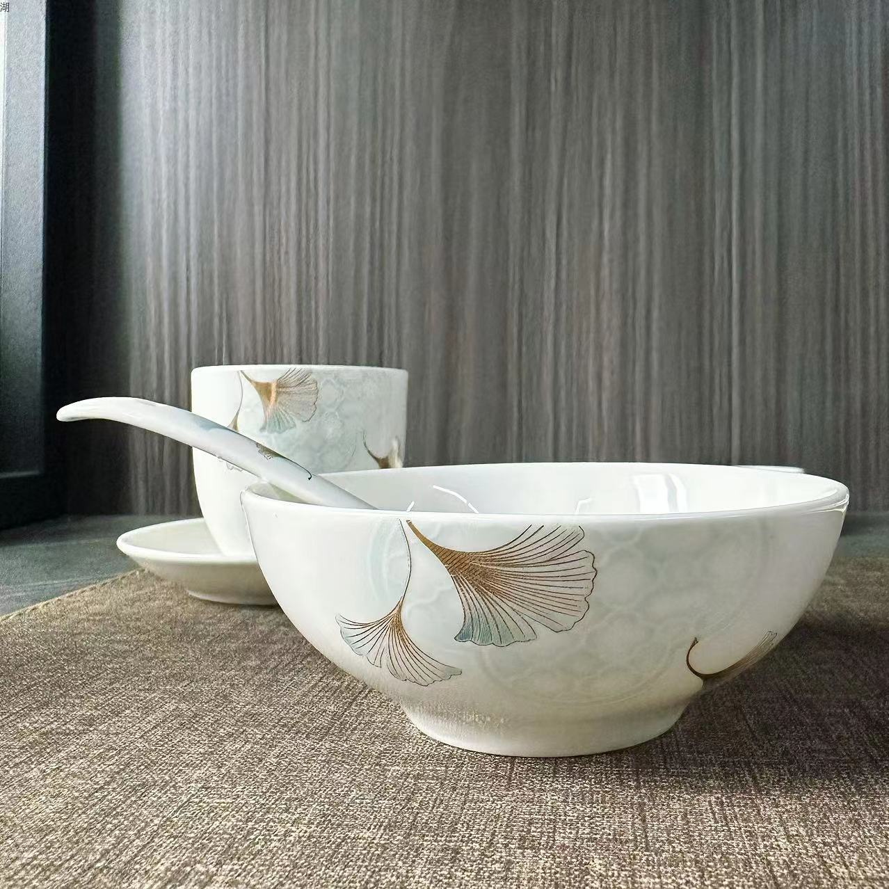 银杏之约系列陶瓷餐具套装中式国风骨瓷餐具耐磨金酒店用品酒店用会所用宴会用陶瓷详情4