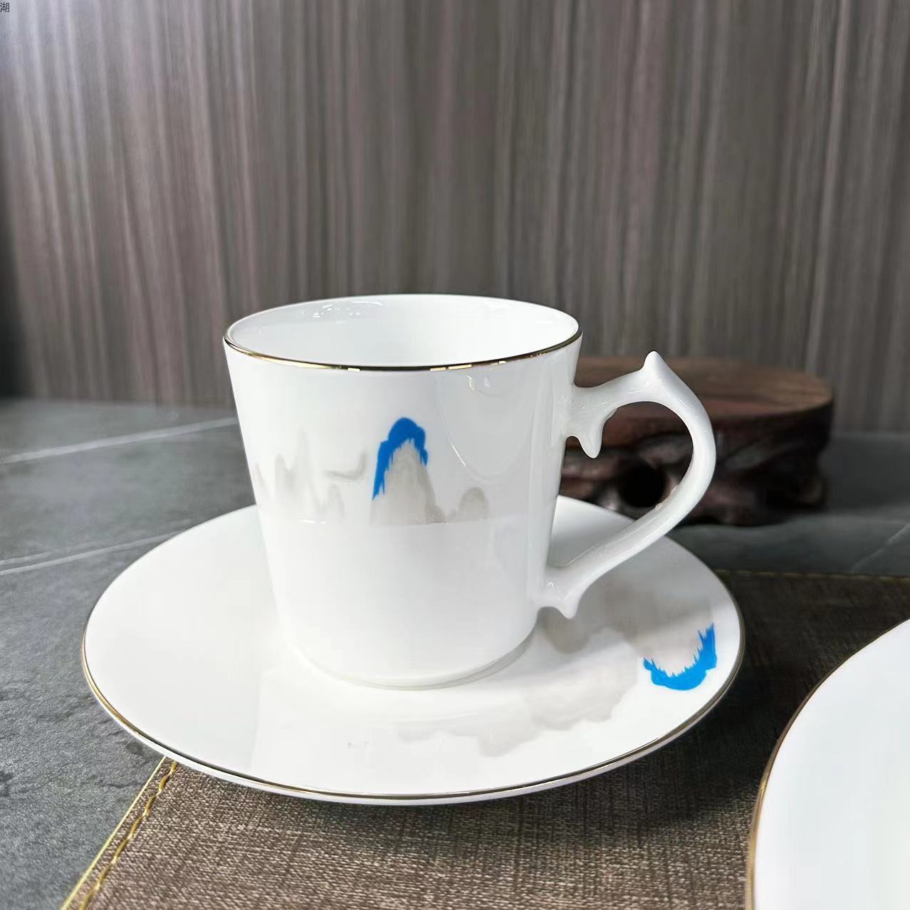 Tiangao yundim serie superior Phnom Penh porcelana hueso vajilla set estilo chino tinta China estilo nacional apliques impresión para el hotel pic 5