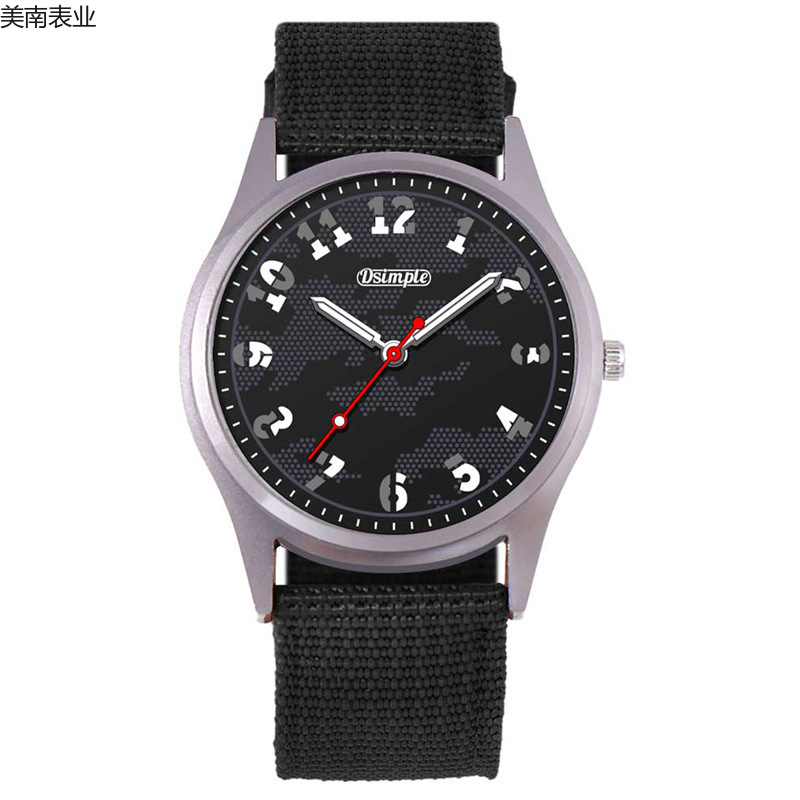 2023 New Sporty men's watch, fashionable and trendy men's sports watch, camouflage nylon strap student bowl watch details Picture