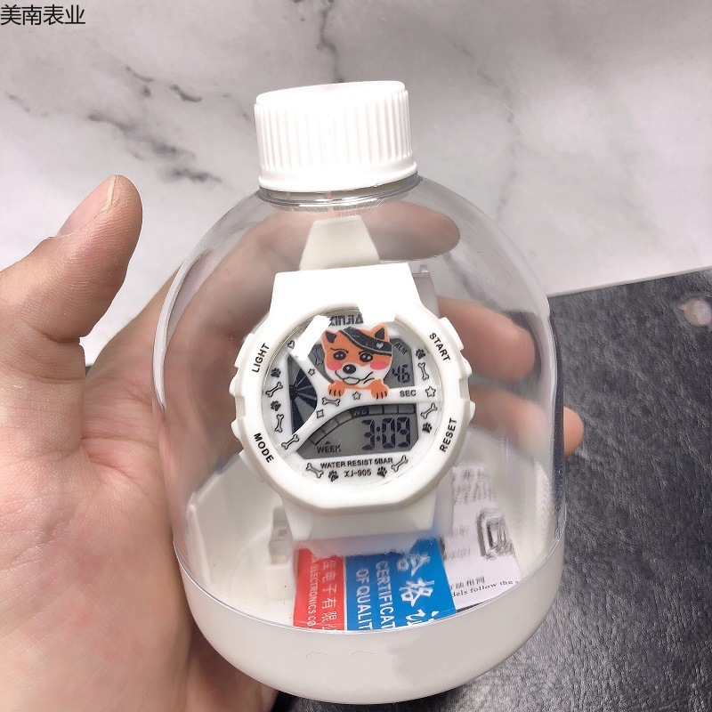 2023新款运动电子手表 可爱卡哇伊小奶狗学生手表创意瓶子包装详情图3