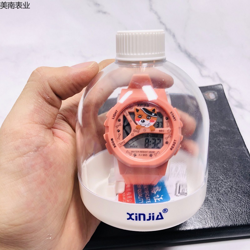 2023新款运动电子手表 可爱卡哇伊小奶狗学生手表创意瓶子包装详情图2