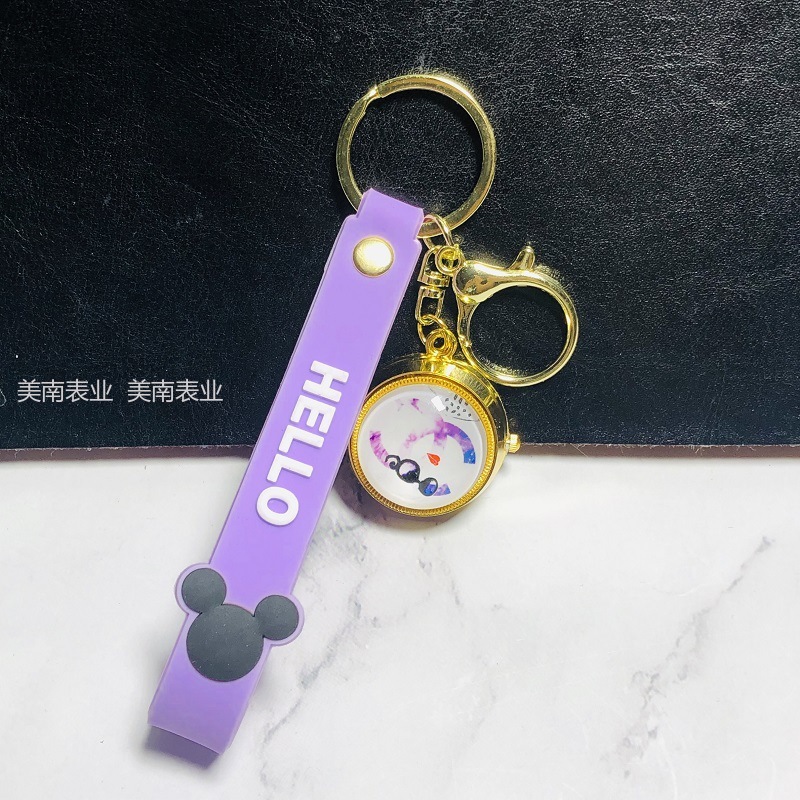 New flip pocket watch, student keychain watch, creative rotating cartoon quartz watch