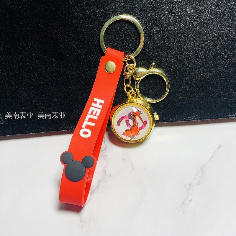 New flip pocket watch, student keychain watch, creative rotating cartoon quartz watch details Picture