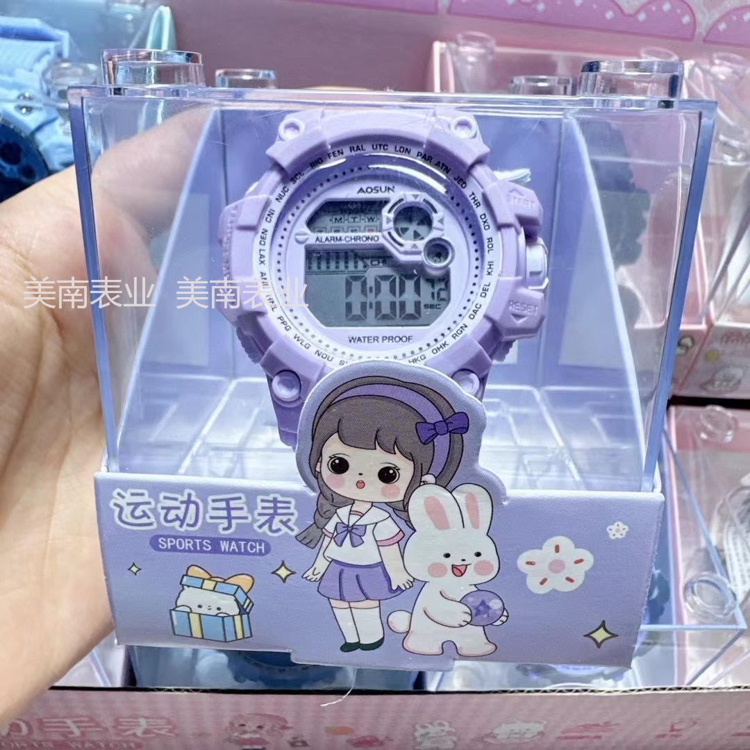 A new Korean version of the candy-colored multi-functional electronic sports watch, a popular student sports watch at the beginning of the school year details Picture