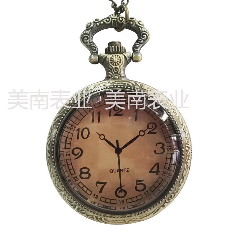 怀表/复古/茶色玻璃白底实物图