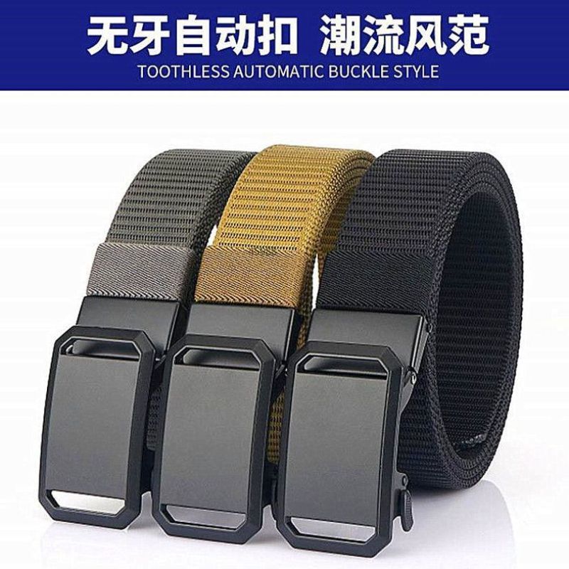 皮带男士外穿无牙自动扣尼龙编织腰带男韩版百搭ins帆布裤带详情1