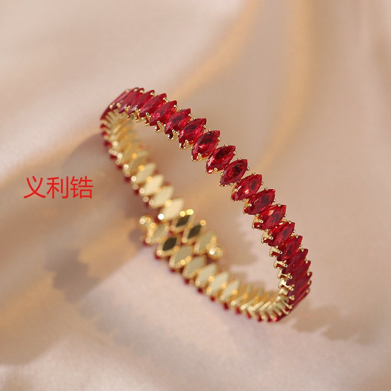 Ojo de caballo completo taladrado color circonitas oval abierto moda personalidad pulsera luz lujo versatilidad alto sentido accesorios mujer Item Picture