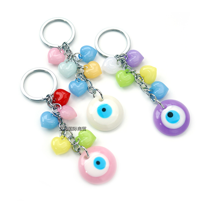 Siyao Accessories, European and American export sources, new blue-eye colored keychain bags, trailer hangers, key chains, Devil EYES accessories wholesale, Yiwu origin source, factory direct sales, EVIL EYES details Picture