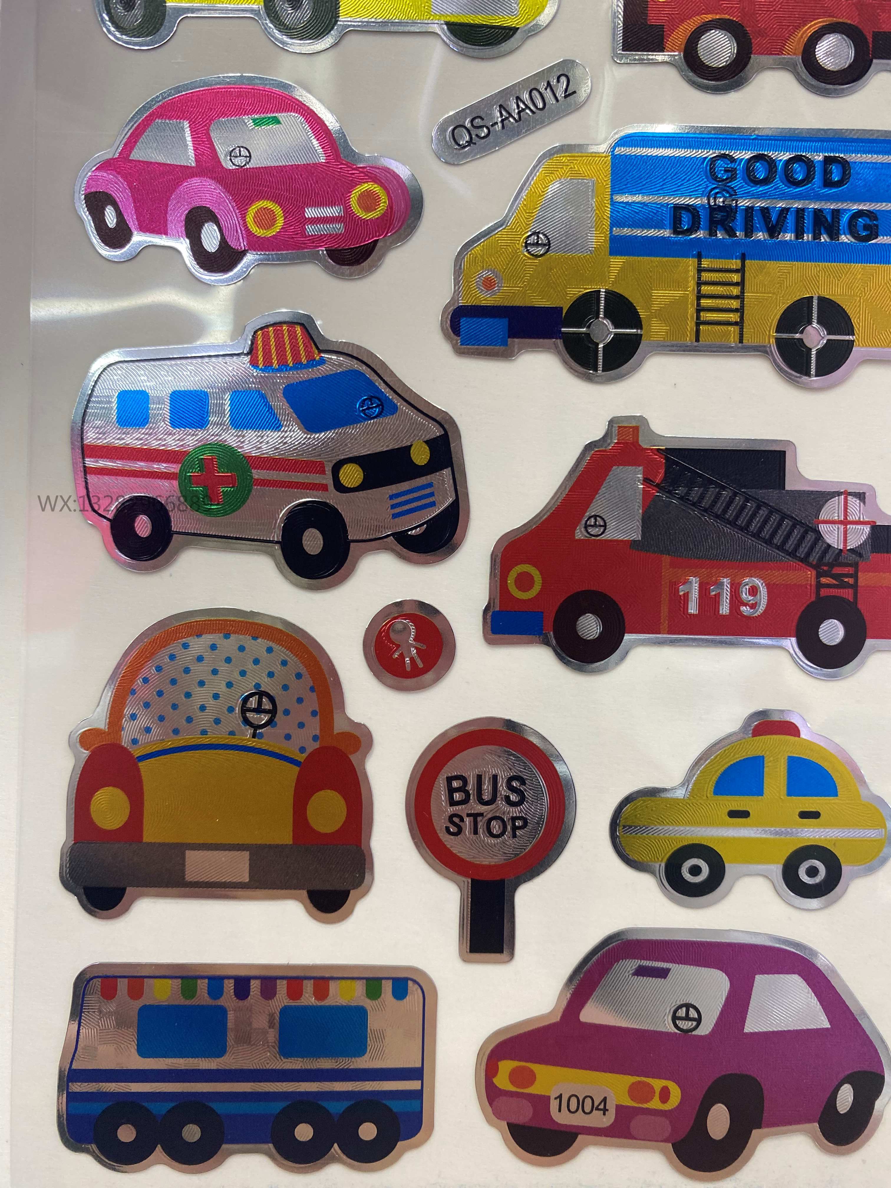 DIY cartoon children's cartoon life gold foil stickers Cartoon car butterfly dinosaur stickers Children's collage details Picture
