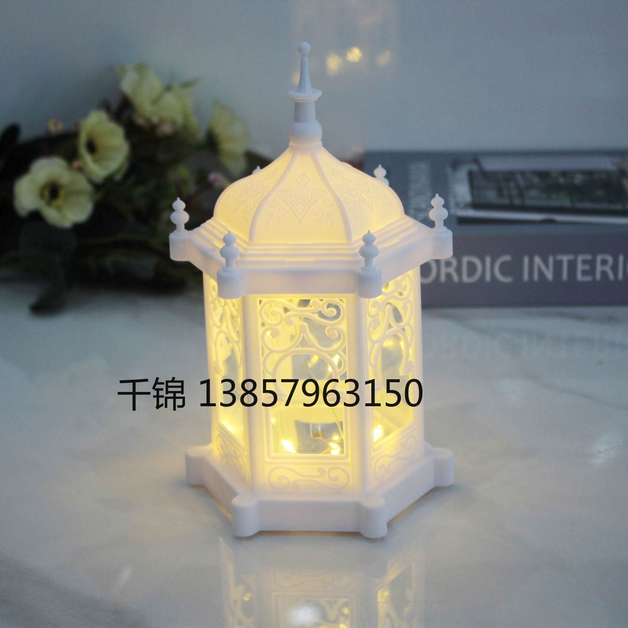 New decorative candlestick lamp, retro interior hollowed-out wind lamp, illuminated ornaments, scene arrangement