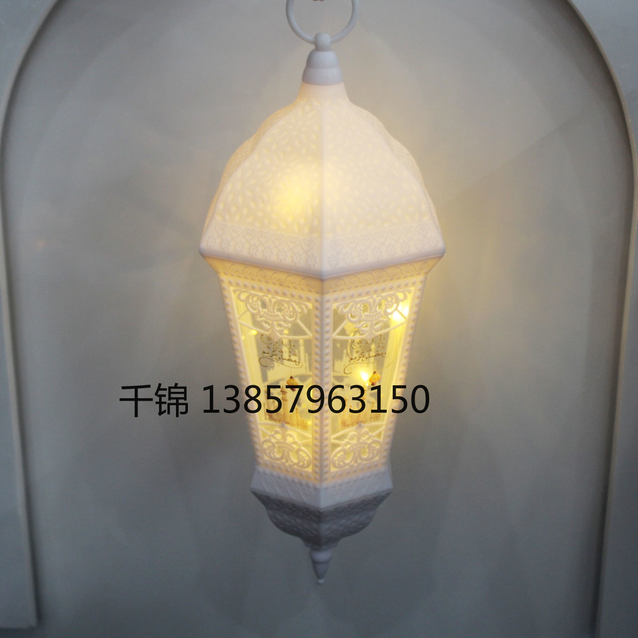 New decorative hexagonal chandelier, retro interior hollowed-out wind lamp, illuminated ornaments, scene arrangement