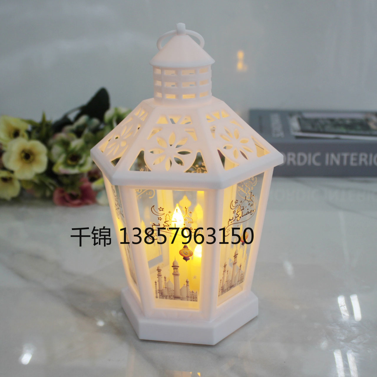 New hexagonal chandelier with printed patterns, retro interior design, hollowed-out wind lamps, illuminated ornaments and scene arrangement Specification image