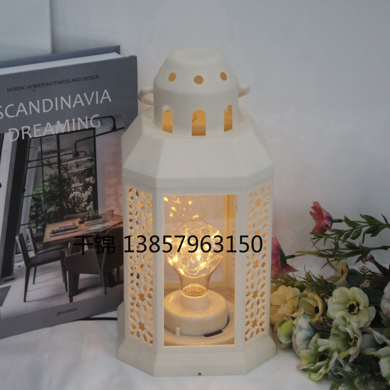 New decorative octagonal lights, retro interior hollowed-out wind lamps, illuminated ornaments, scene arrangement