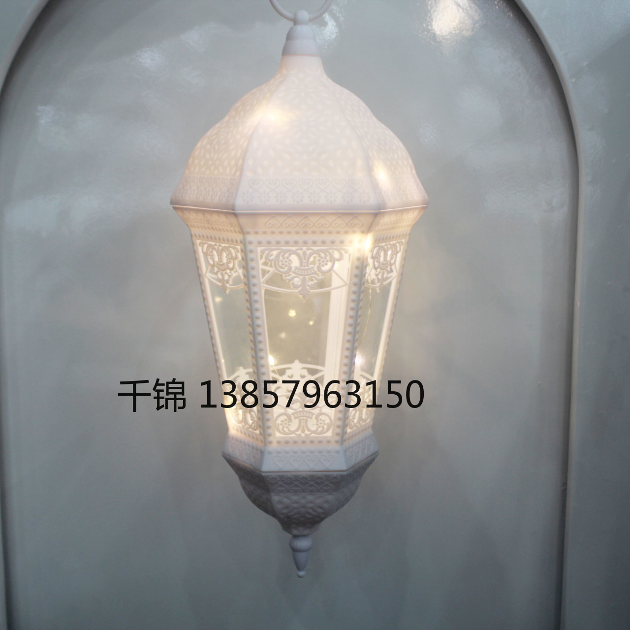 New decorative hexagonal chandelier, retro interior hollowed-out wind lamp, illuminated ornaments, scene arrangement details Picture
