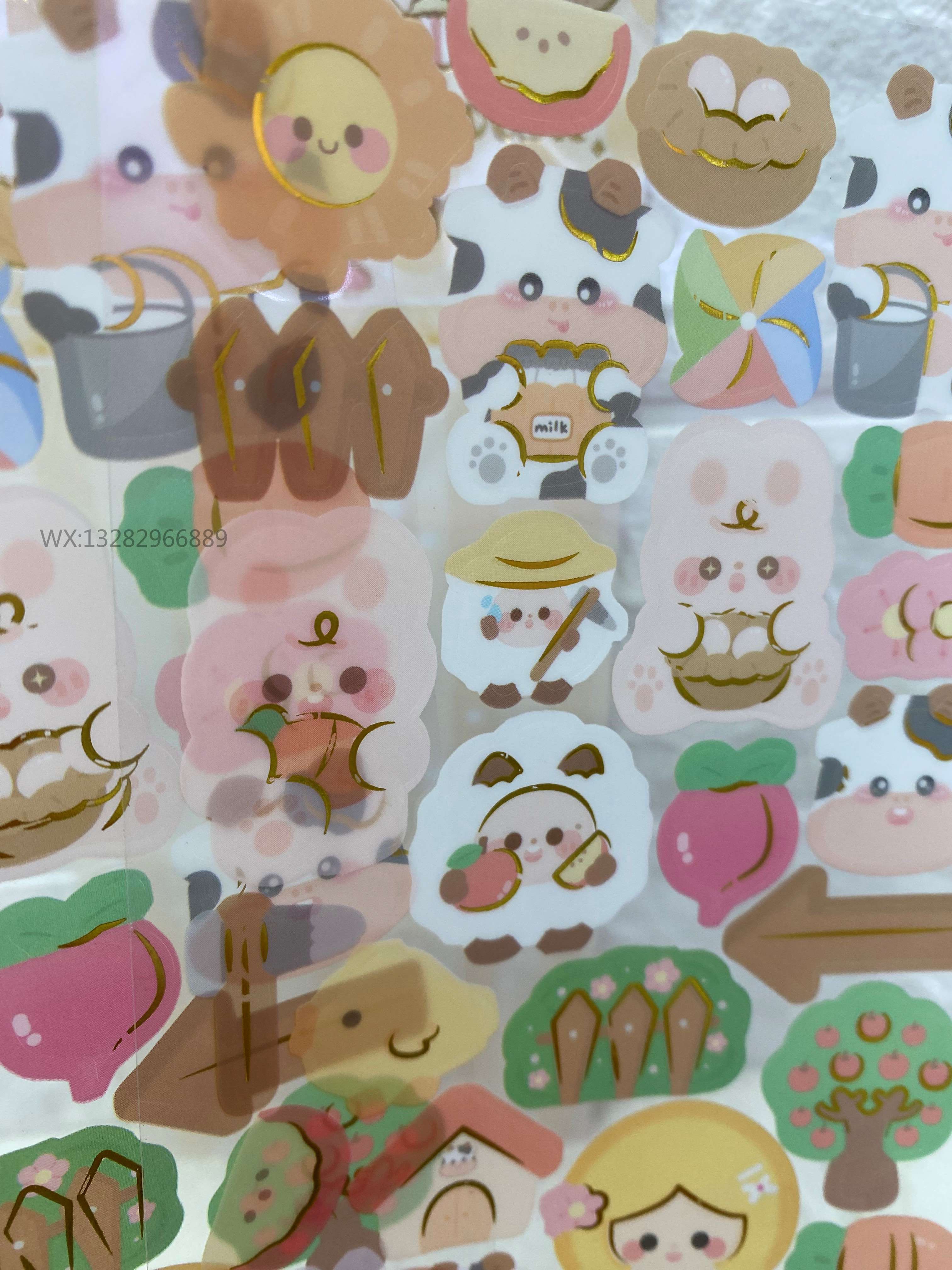 Cartoon animal creative gilding DIY planner stickers, cute and girlish animal transparent stickers, invisible material stickers pic 9