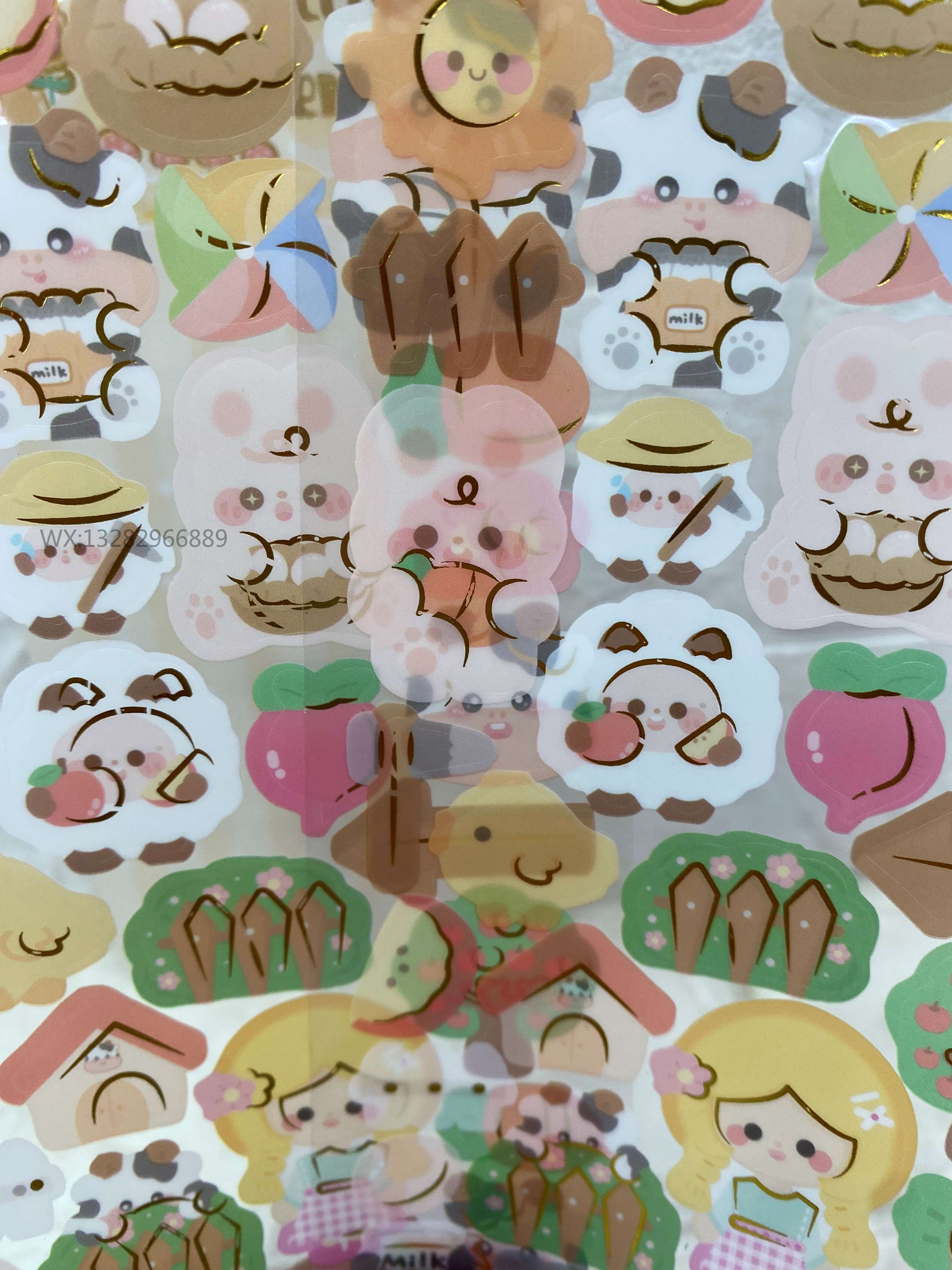 Cartoon animal creative gilding DIY planner stickers, cute and girlish animal transparent stickers, invisible material stickers pic 10