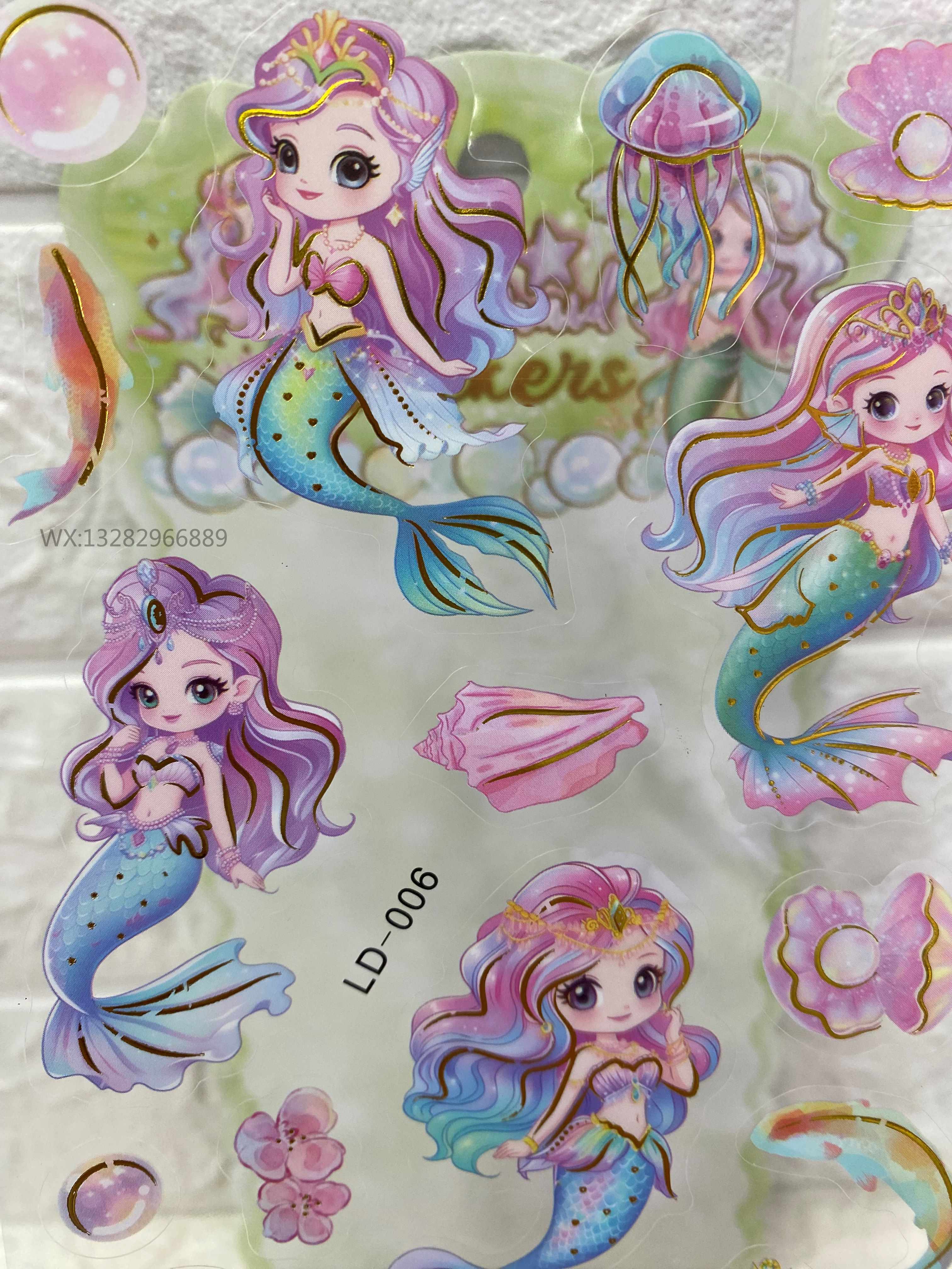 Cartoon girl animal creative gilding DIY planner stickers, cute girl transparent stickers, invisible material stickers Specification image
