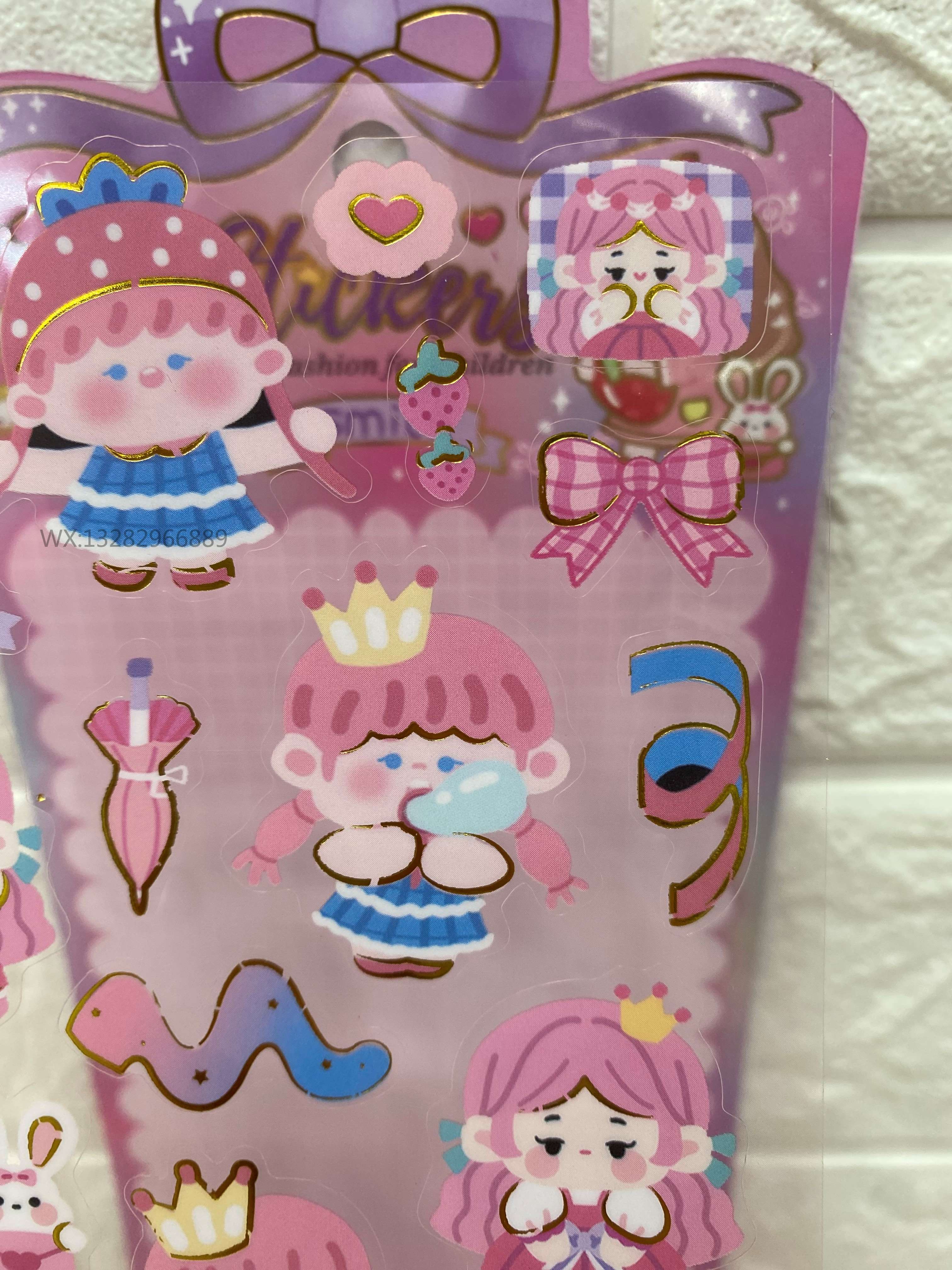 Cartoon girl creative gilding DIY planner stickers, cute girl's life transparent stickers, invisible material stickers Specification image