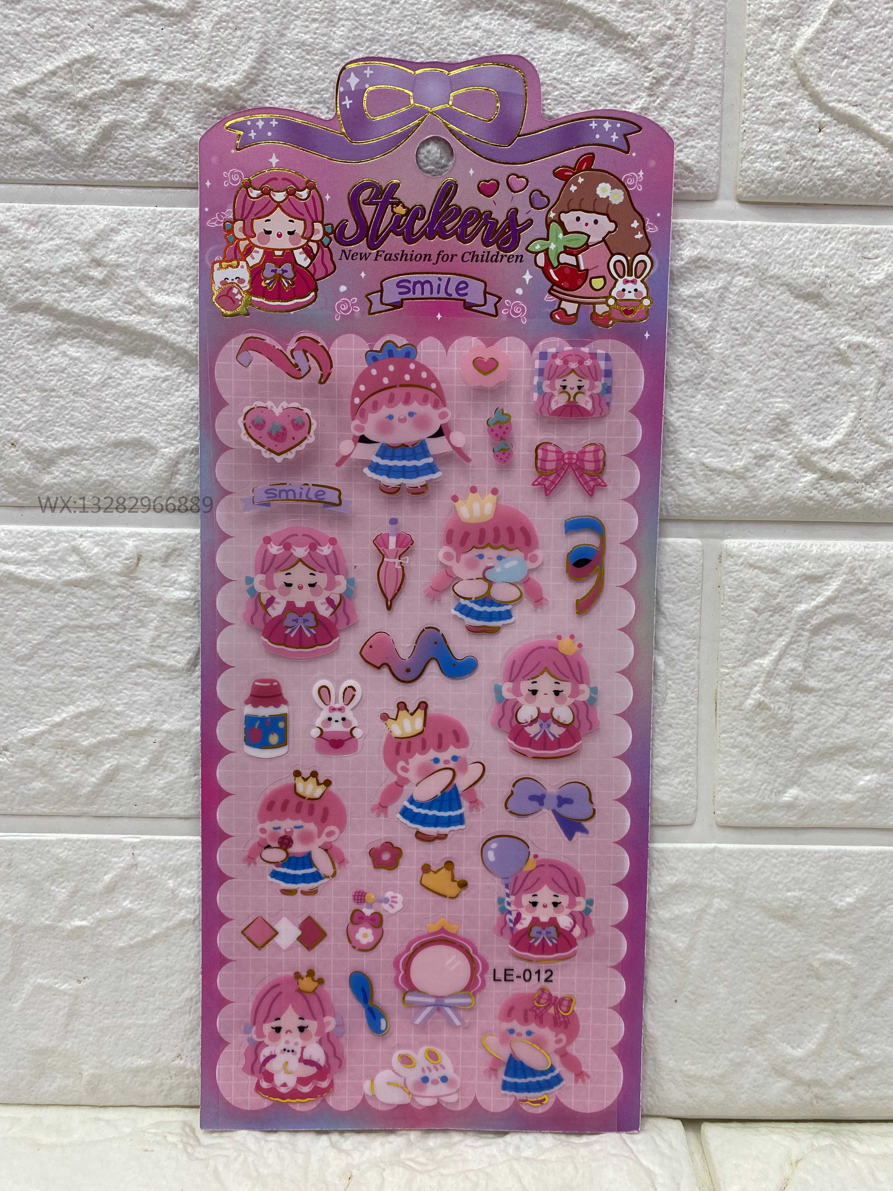 Cartoon girl creative gilding DIY planner stickers, cute girl's life transparent stickers, invisible material stickers