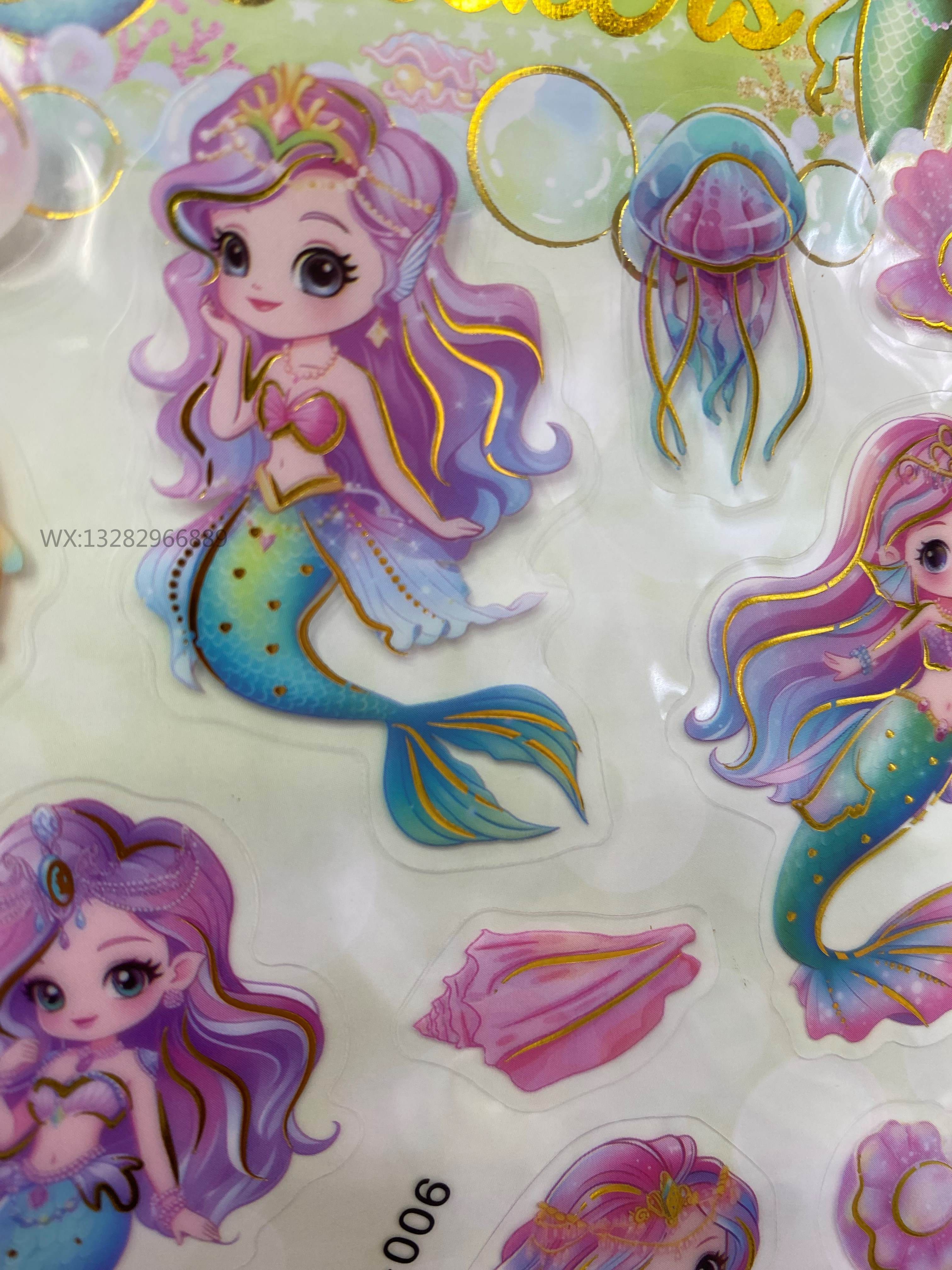 Cartoon girl animal creative gilding DIY planner stickers, cute girl transparent stickers, invisible material stickers details Picture
