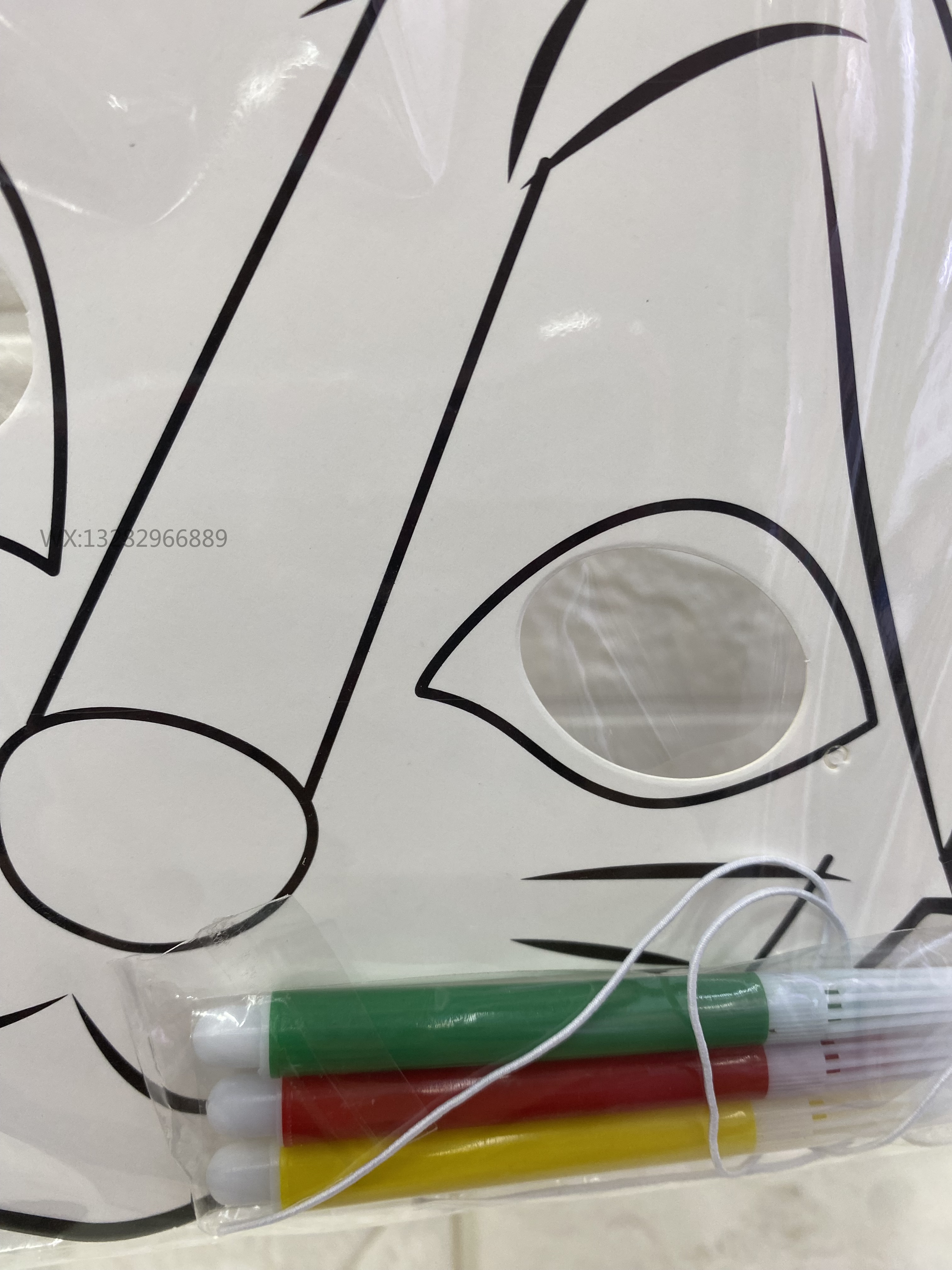 DIY空白涂色面具/幼儿园学生涂色面具/小礼品儿童动物手工涂鸦面具细节图