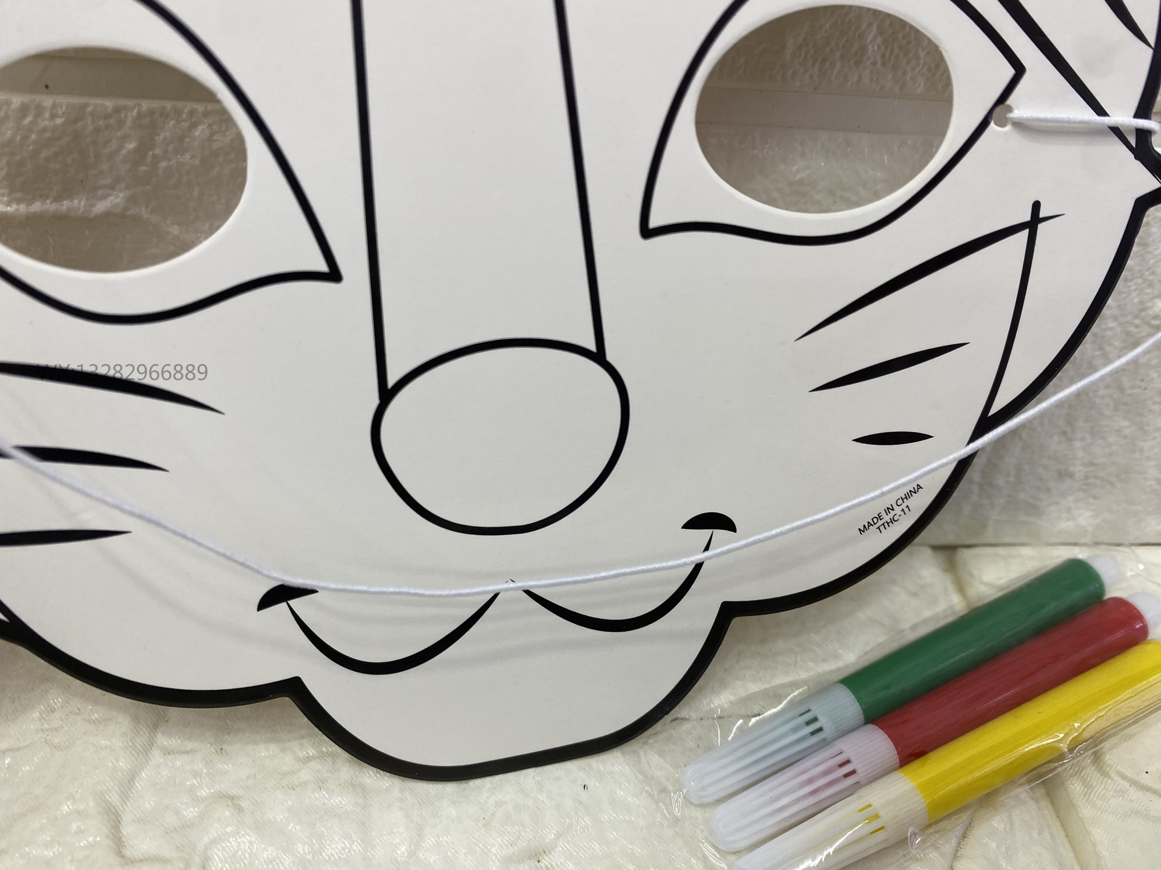 DIY空白涂色面具/幼儿园学生涂色面具/小礼品儿童动物手工涂鸦面具产品图