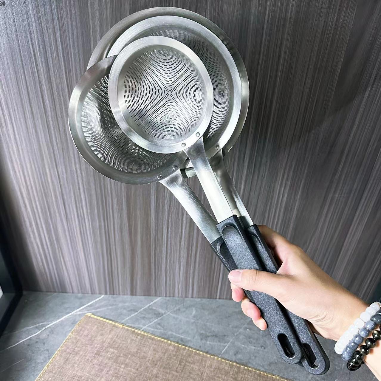 304 stainless steel nylon handle fine-hole strainer 12/14/16/18cm hotel kitchen cookware and tableware for commercial use pic 5