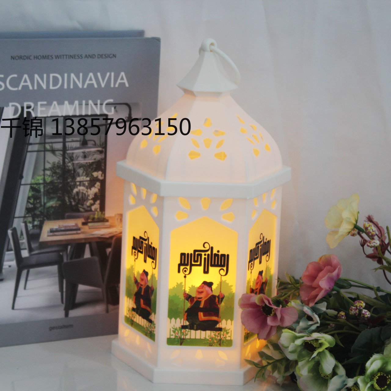 New Ramadan MBC decorative small oil lamp, retro interior hollowed-out hexagonal wind lamp, illuminated decorative item, scene arrangement Specification image
