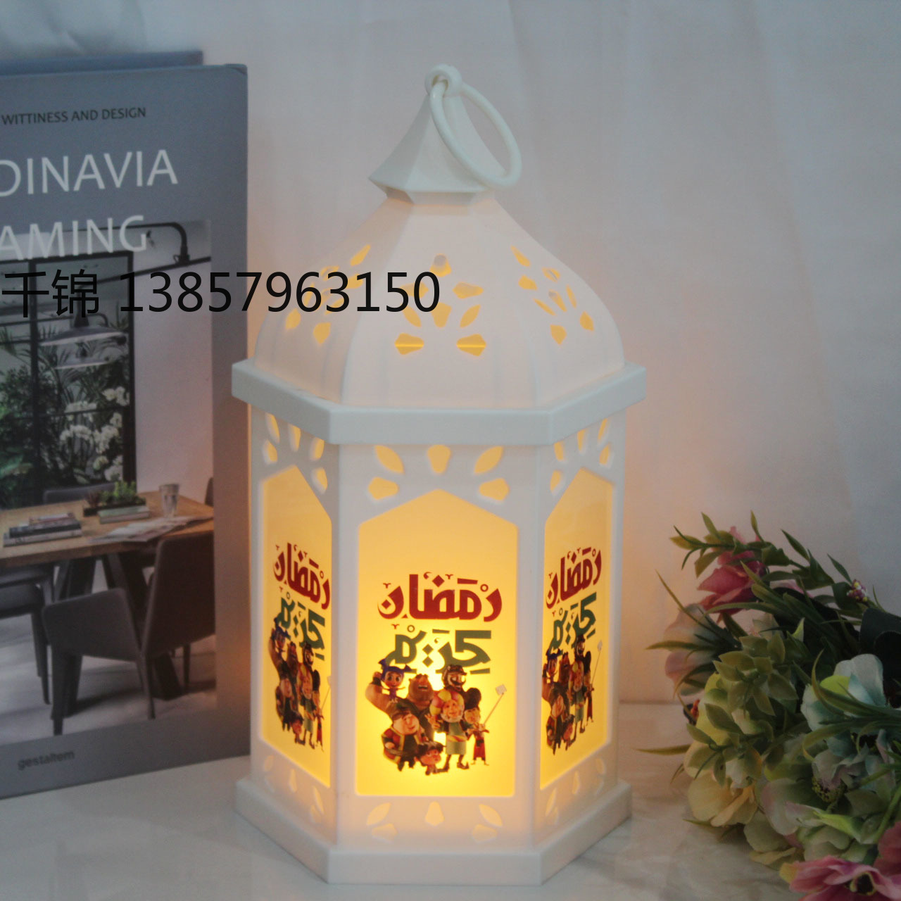 New Ramadan MBC decorative small oil lamp, retro interior hollowed-out hexagonal wind lamp, illuminated decorative item, scene arrangement details Picture