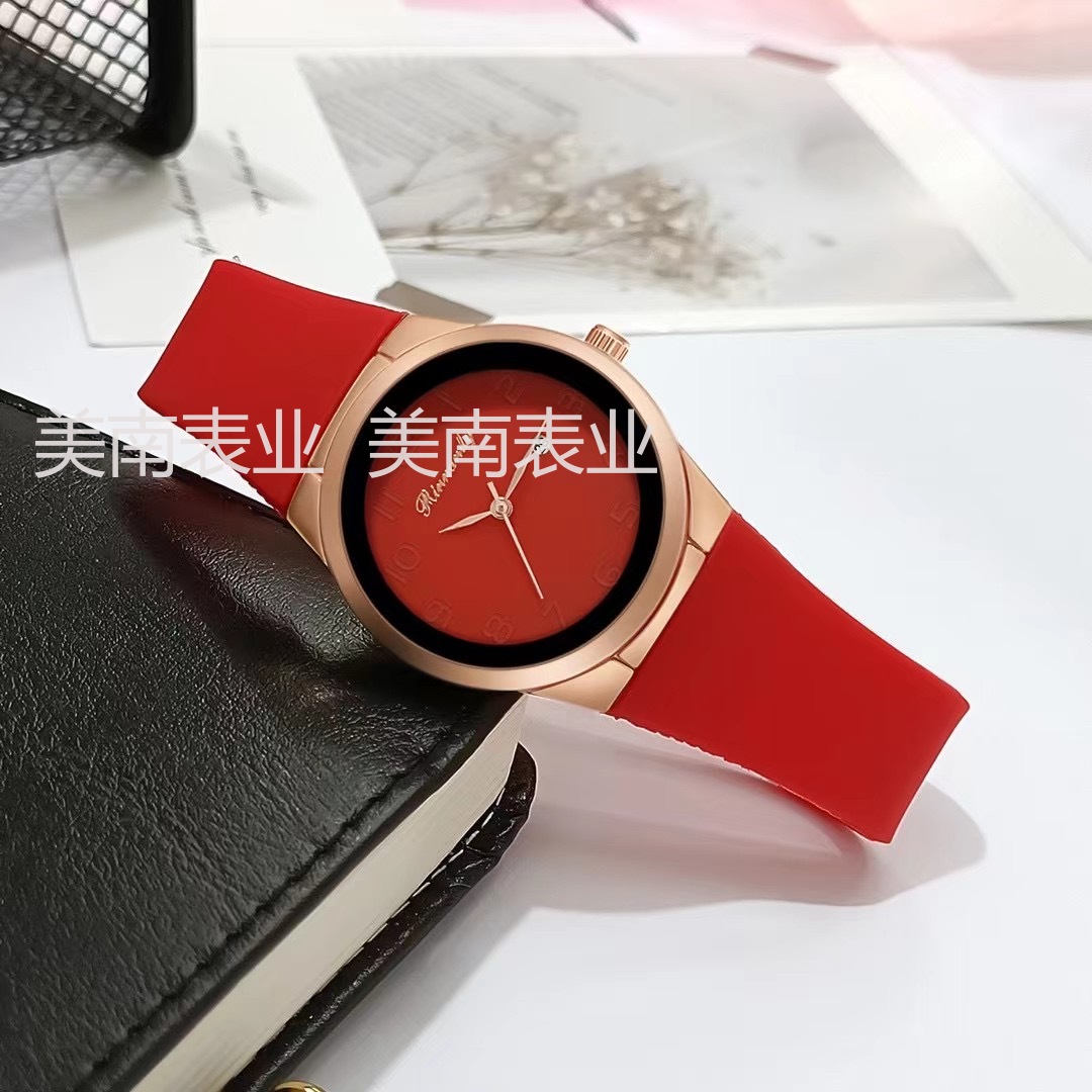 Fashionable, simple and niche silicone digital quartz watch, Korean version of candy-colored ribbon calendar women's watch Specification image