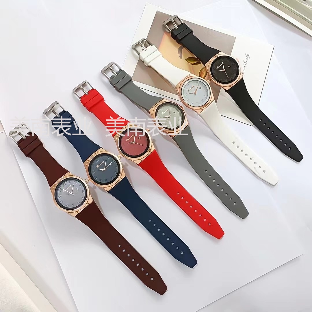 Fashionable, simple and niche silicone digital quartz watch, Korean version of candy-colored ribbon calendar women's watch