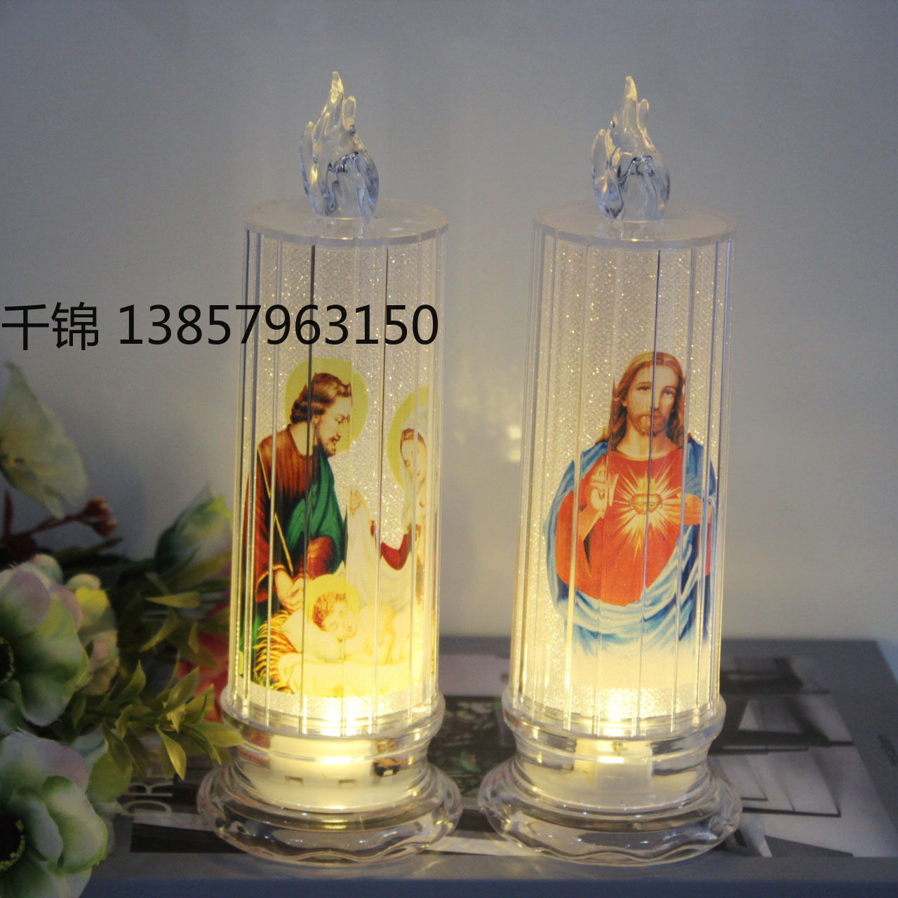 Wholesale of electronic candles, birthday, wedding, church printed decorative items, electronic swing candles, birthday scene props, decorative candles Specification image