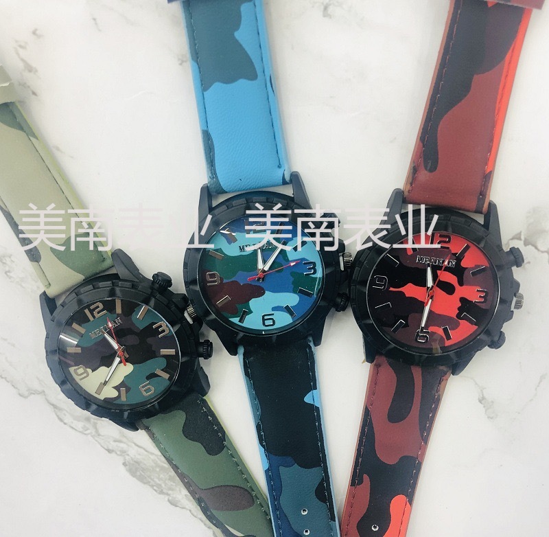 Coreano creativo camuflaje hot sale hombres reloj gran dial impreso moda hombres reloj pic 2