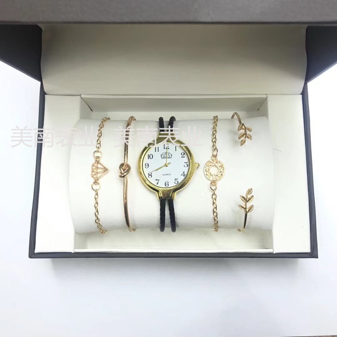 New simple steel wire bracelet watch, elegant and fashionable ladies' watch gift set, gift box watch