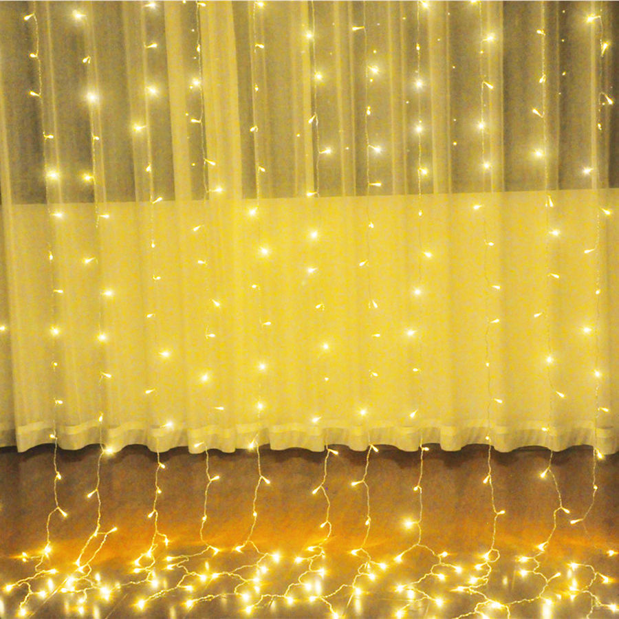 流水灯窗帘灯3米X3米冰条灯LED灯串珠迪彩灯闪灯串灯厂家直销爆款INS跨境圣诞节窗户阳台装饰灯布置灯
