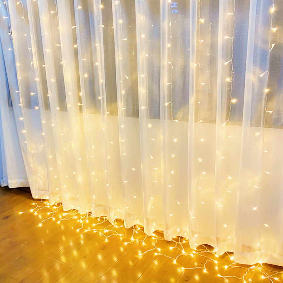 Curtain light water light 3 m X2 m pendant light bead DI LED lights flashing lights string lights ice strip lights hot cross-border battery USB interface thumbnail
