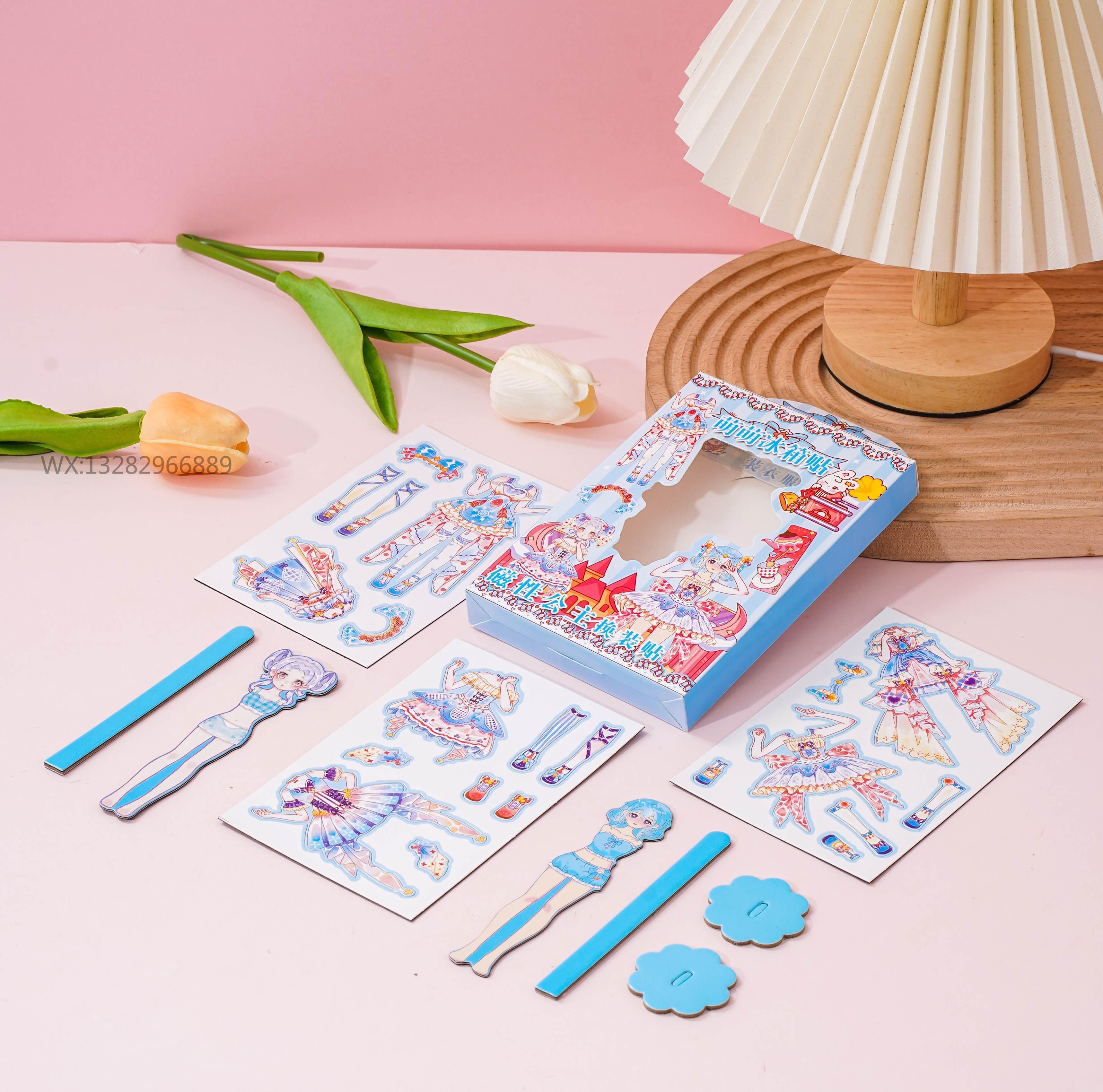 Children's cute girl three-dimensional refrigerator sticker magnetic dress-up book Children's DIY toy dress-up three-dimensional magnetic details Picture
