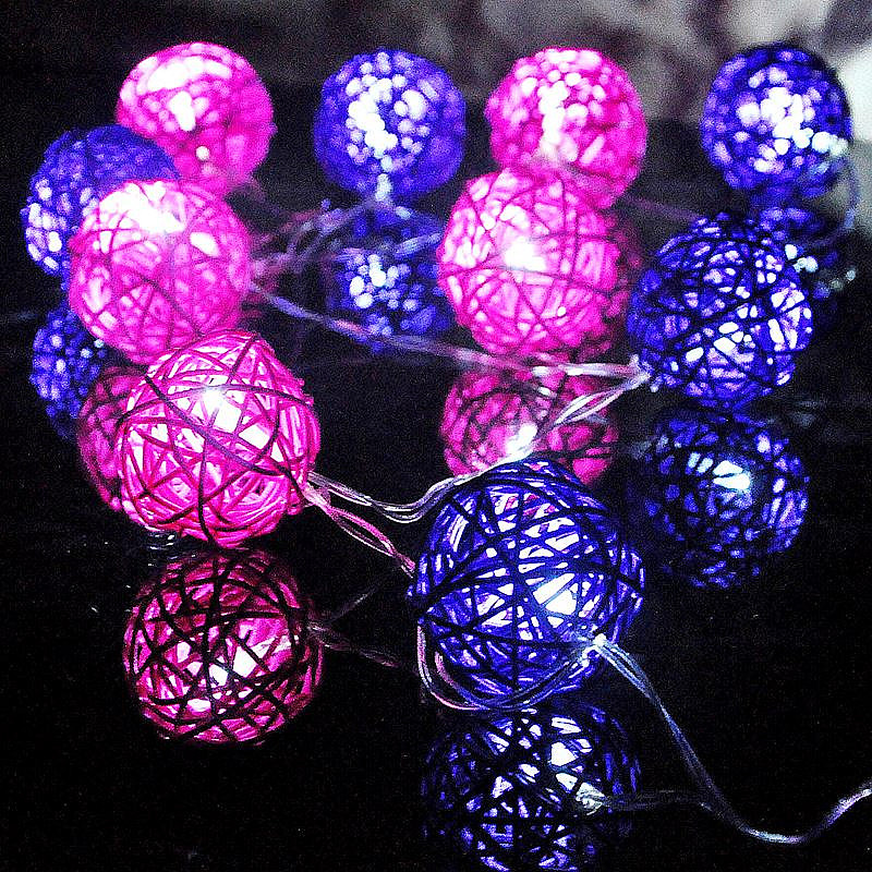 藤球/LED灯串/珠迪/彩灯闪灯串灯白底实物图