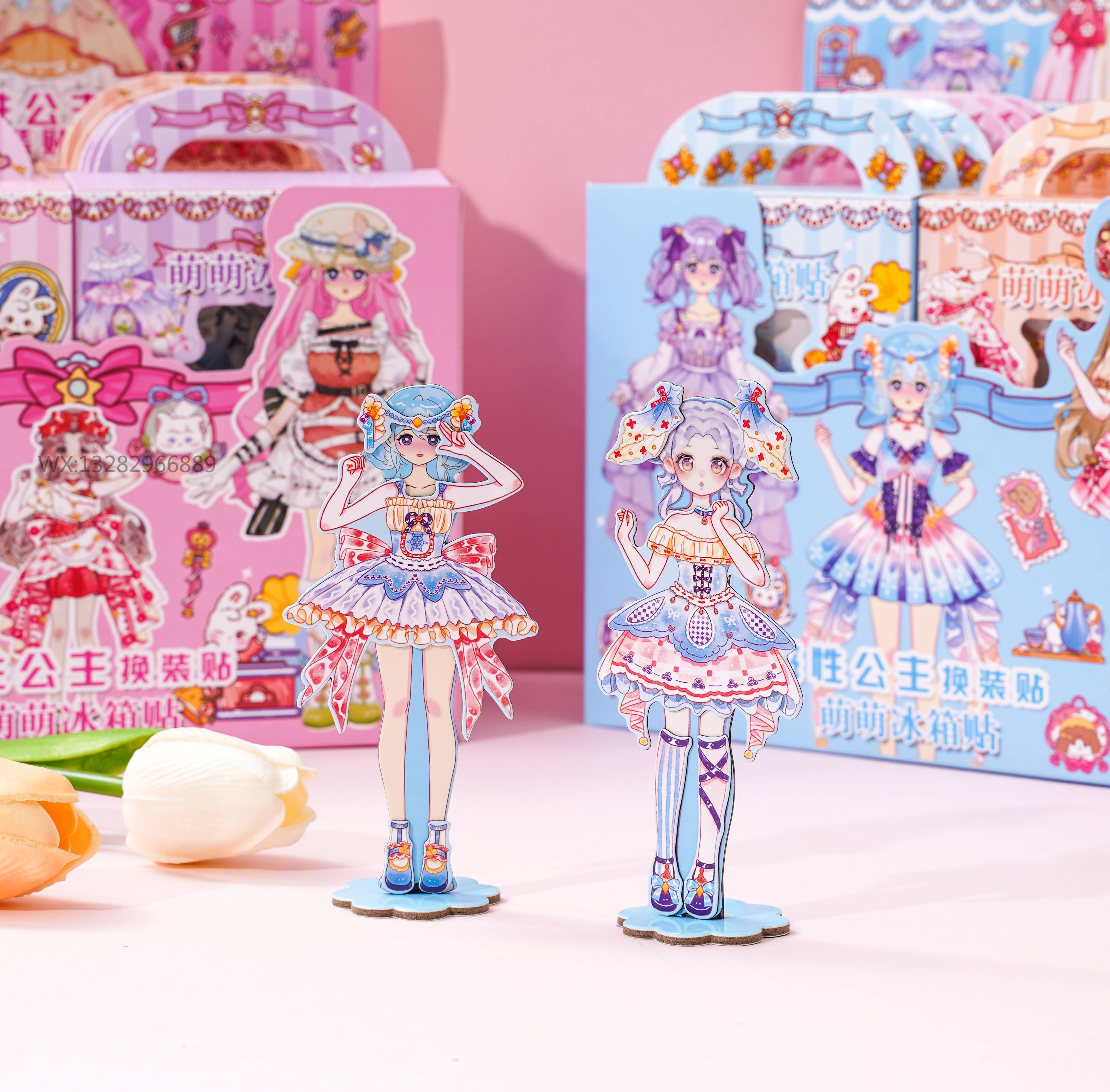 Children's cute girl three-dimensional refrigerator sticker magnetic dress-up book Children's DIY toy dress-up three-dimensional magnetic Item Picture