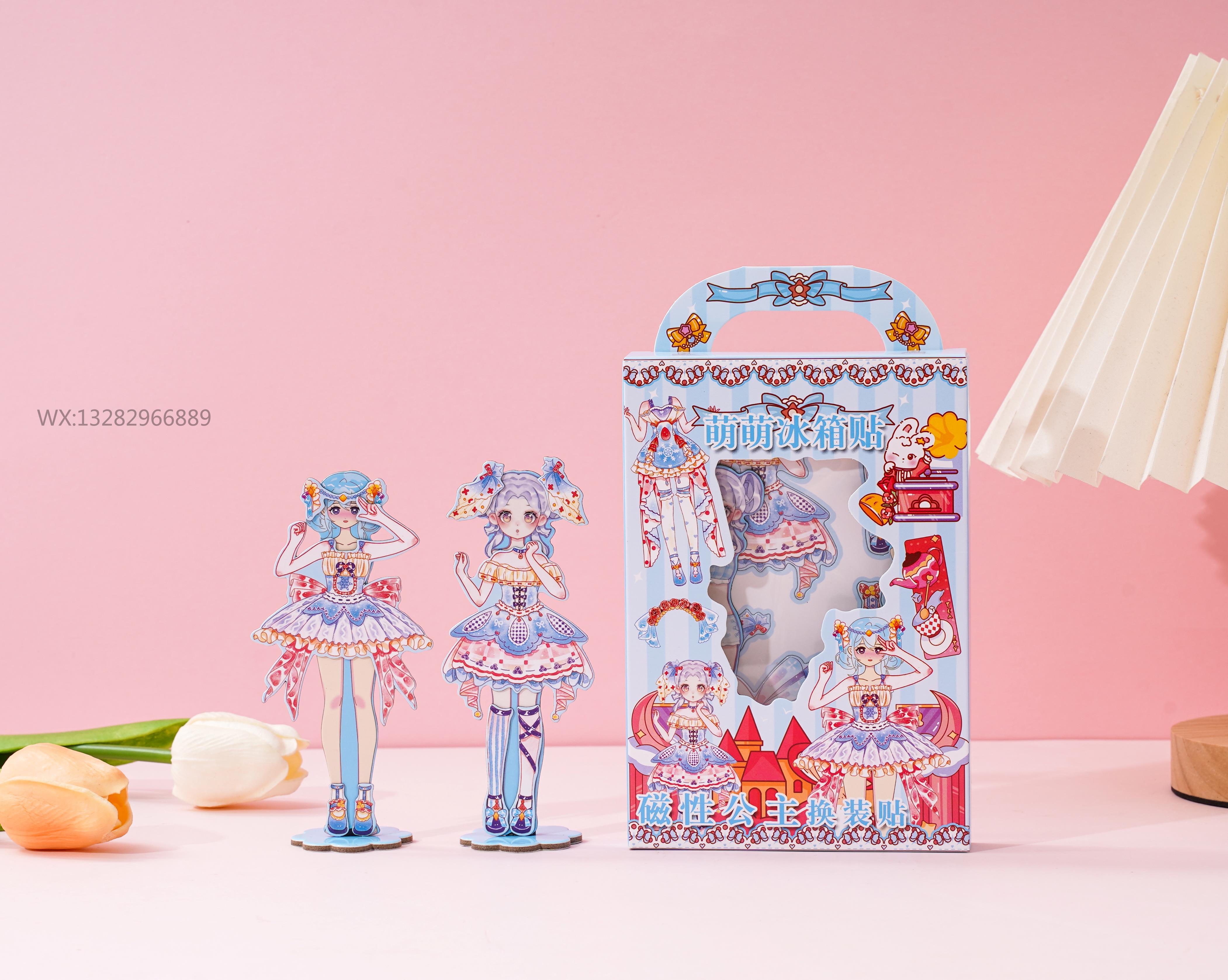 Children's cute girl three-dimensional refrigerator sticker magnetic dress-up book Children's DIY toy dress-up three-dimensional magnetic Specification image