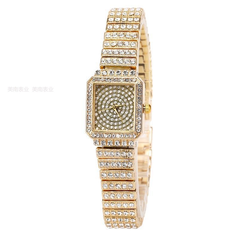 新款满钻方形小巧手链手表奢华经典女士手表时尚简约时装表
