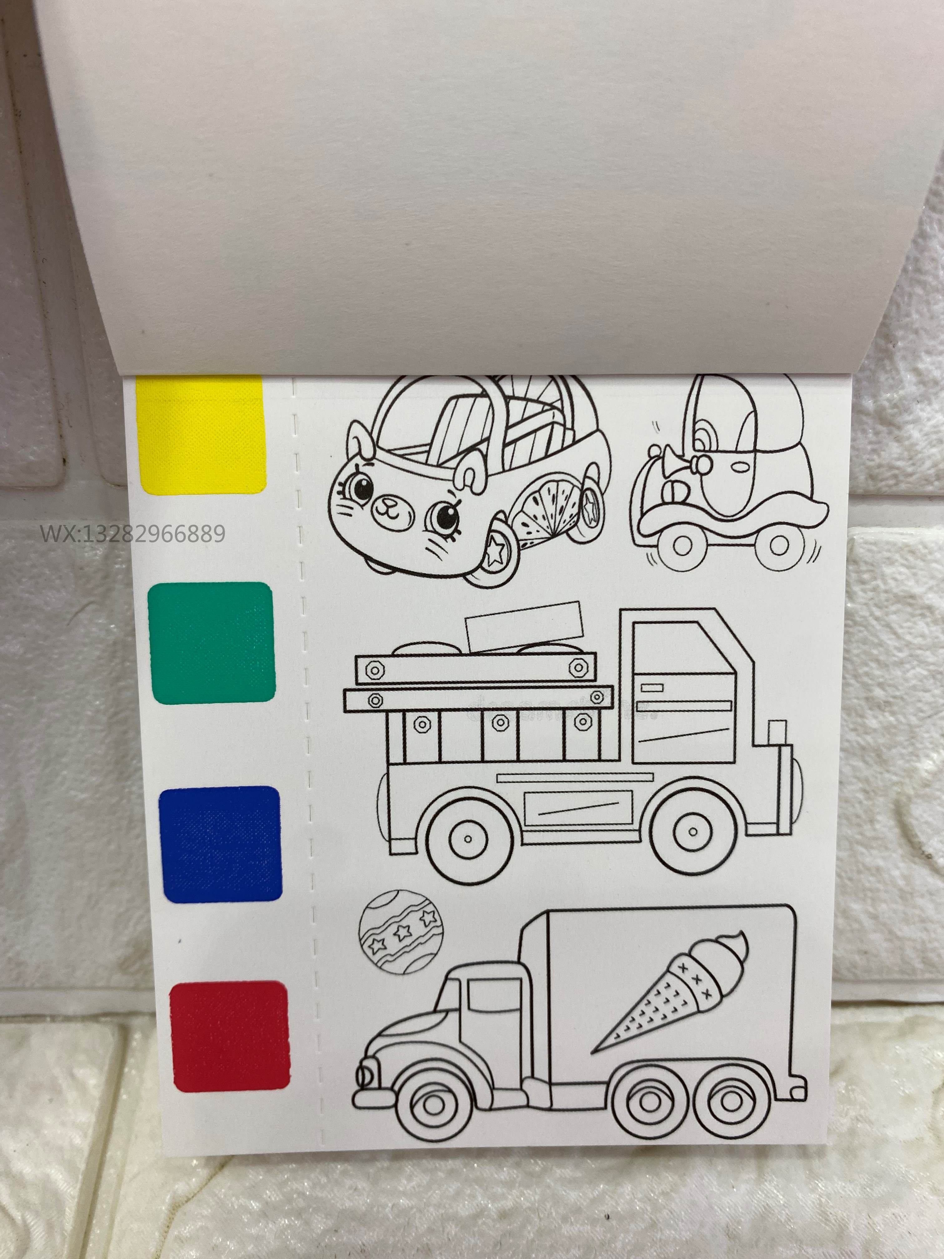 Children's watercolor coloring sticky notes, drawing watercolor paintings with built-in paints, doodling coloring books, DIY children's watercolor paintings details Picture