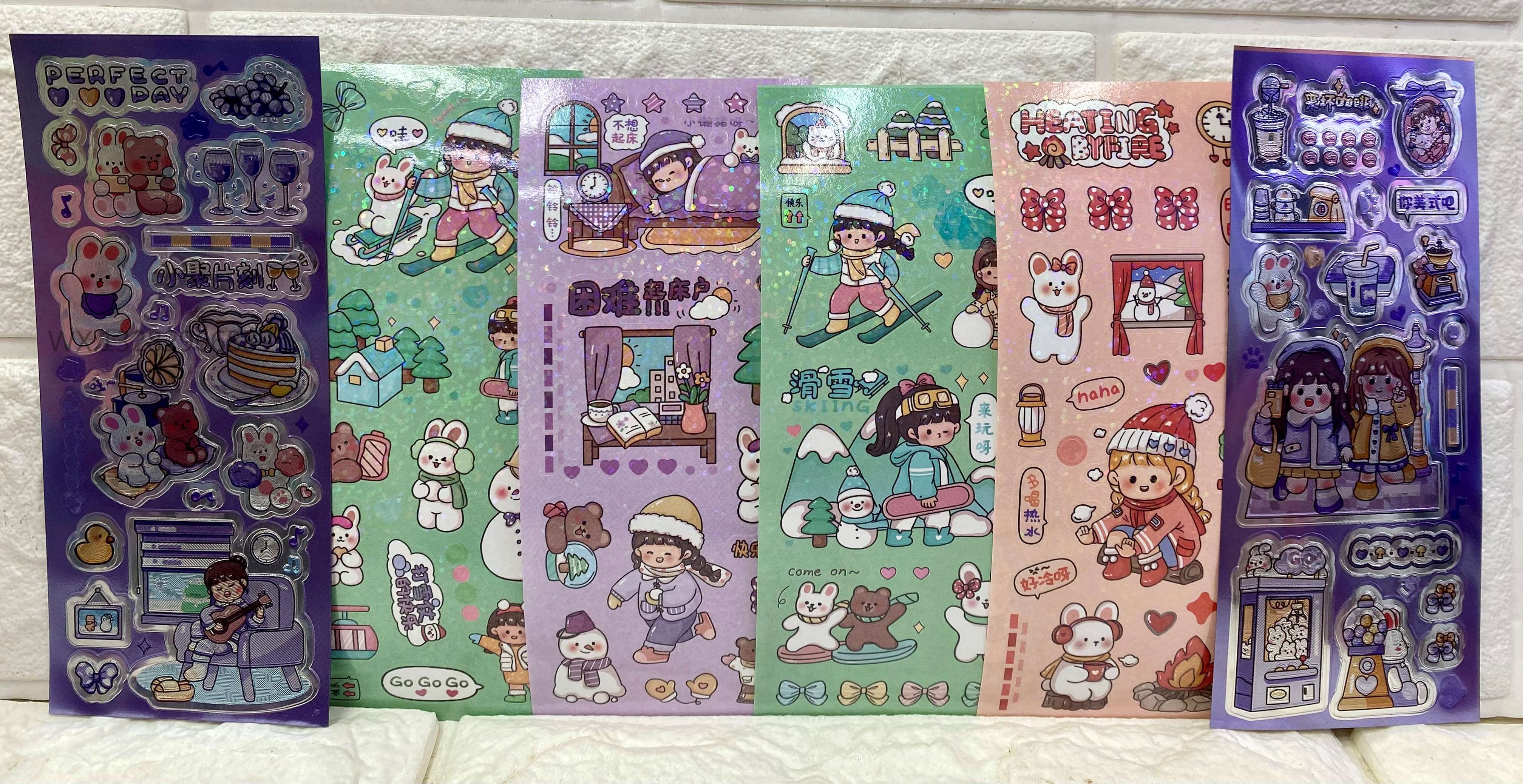 DIY儿童手账/卡通少女动物/金箔贴纸/卡通立体折光/手账金箔贴纸产品图