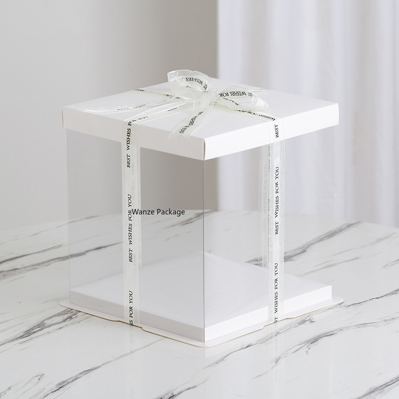 8寸双层方形透明礼品鲜花蛋糕包装盒礼品盒详情3