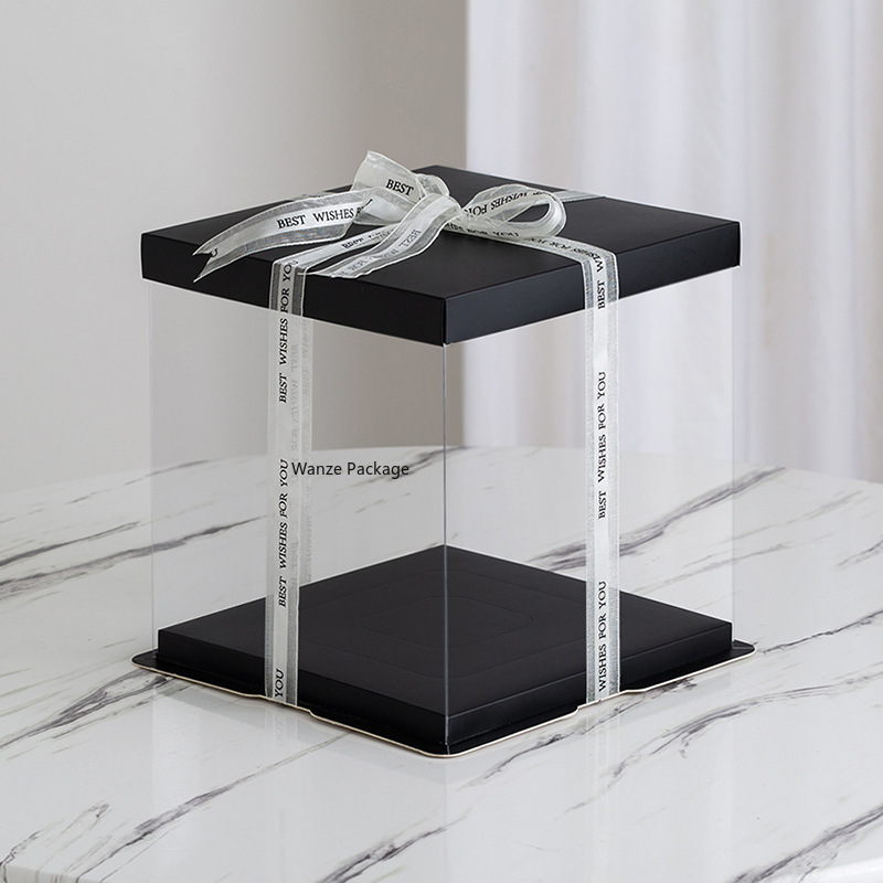 8寸双层方形透明礼品鲜花蛋糕包装盒礼品盒详情1
